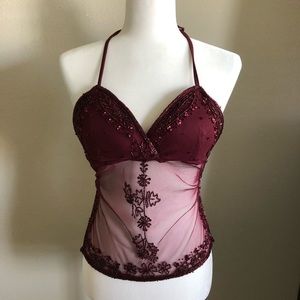 🍒[FN]🍒 RED SEQUENCED TIE TOP